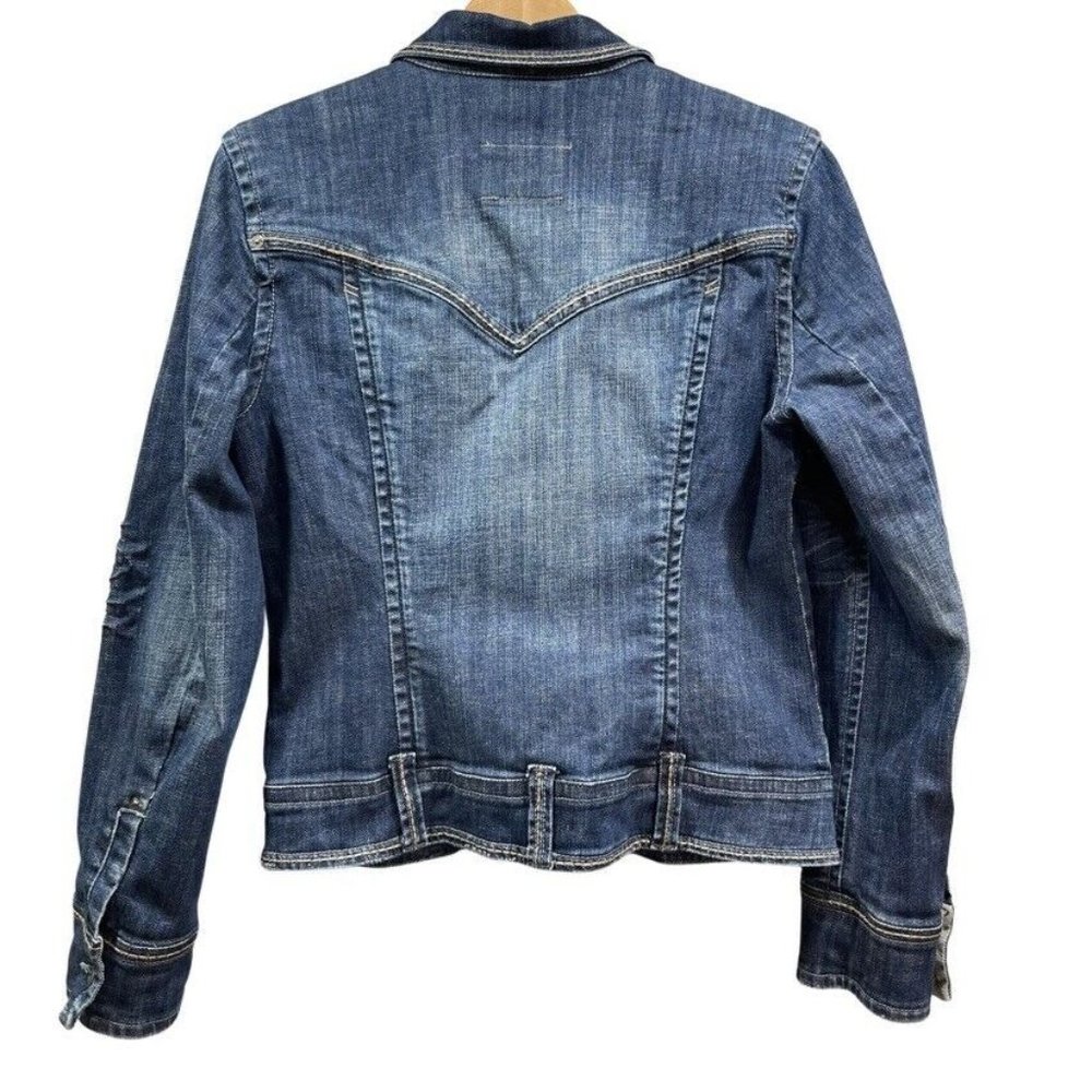 JORDACHE Women's L Blue Jean Denim Jacket Button Stitching Wash Detail Vintage - Picture 2 of 12